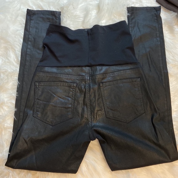 Paige Denim Black Wax Coated Maternity Jeans Sz 30 - Picture 3 of 7